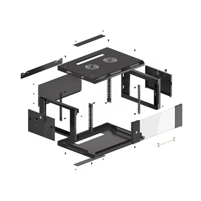 Lanberg WF01-6404-10B 19" 4U SZÉL:600mm MÉLY:450mm MAG:290mm lapraszerelt üvegajtós fekete fali rack szekrény