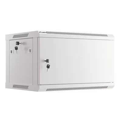 Lanberg WF01-6406-00S 19" 6U SZÉL:600mm MÉLY:450mm MAG:600mm lapraszerelt fémajtós szürke fali rack szekrény