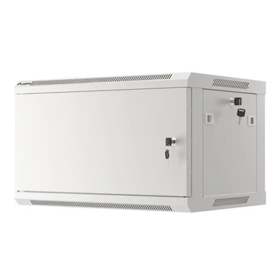Lanberg WF01-6406-00S 19" 6U SZÉL:600mm MÉLY:450mm MAG:600mm lapraszerelt fémajtós szürke fali rack szekrény