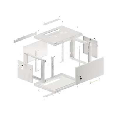 Lanberg WF01-6406-00S 19" 6U SZÉL:600mm MÉLY:450mm MAG:600mm lapraszerelt fémajtós szürke fali rack szekrény