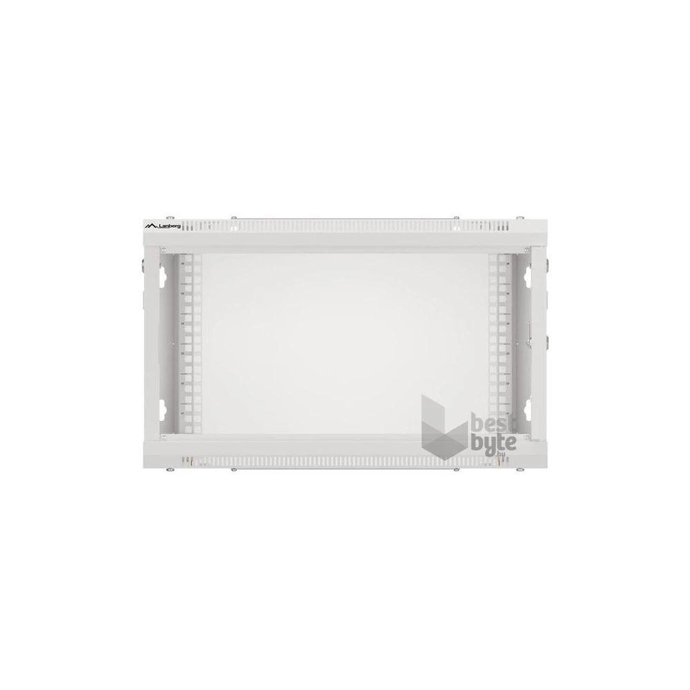 Lanberg WF01-6406-00S 19" 6U SZÉL:600mm MÉLY:450mm MAG:600mm lapraszerelt fémajtós szürke fali rack szekrény