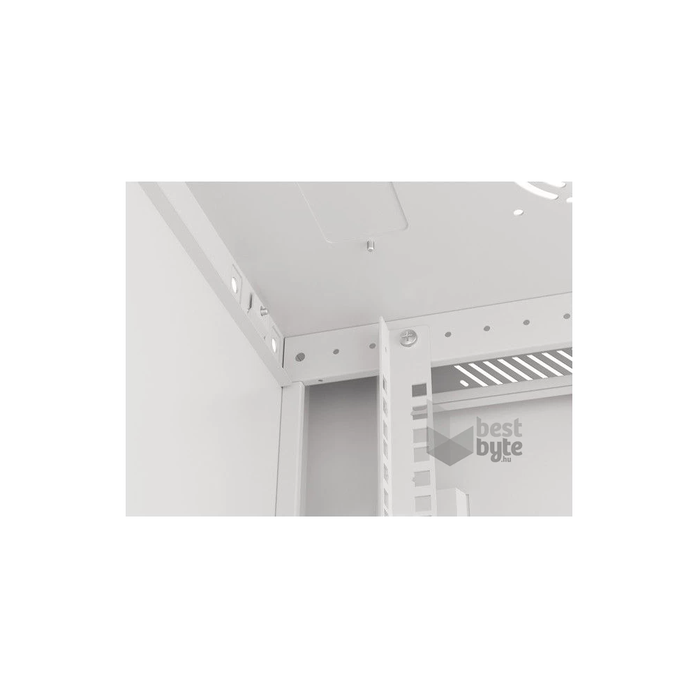 Lanberg WF01-6406-00S 19" 6U SZÉL:600mm MÉLY:450mm MAG:600mm lapraszerelt fémajtós szürke fali rack szekrény