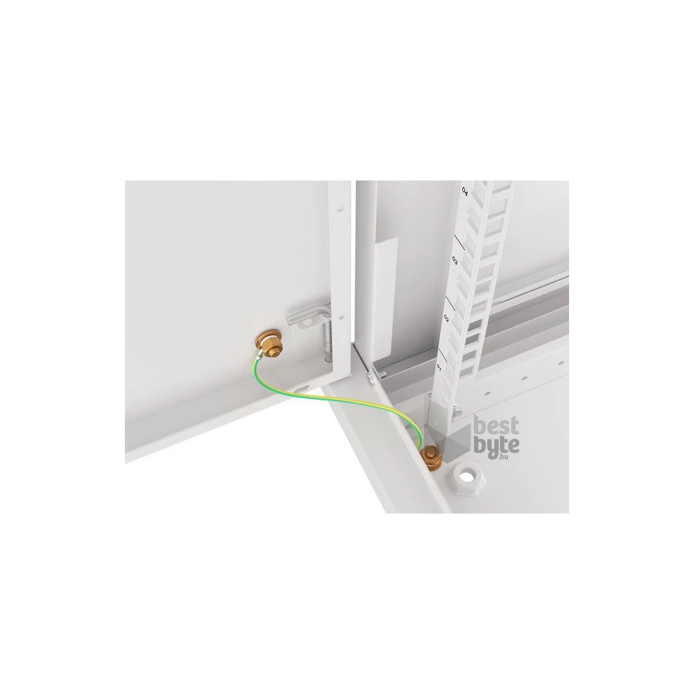 Lanberg WF01-6406-00S 19" 6U SZÉL:600mm MÉLY:450mm MAG:600mm lapraszerelt fémajtós szürke fali rack szekrény