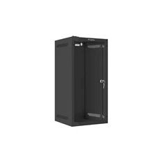 Lanberg WF10-2312-10B 10" 12U SZÉL:280mm MÉLY:310mm MAG:603mm lapraszerelt üvegajtós fekete fali rack szekrény