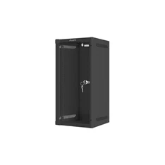 Lanberg WF10-2312-10B 10" 12U SZÉL:280mm MÉLY:310mm MAG:603mm lapraszerelt üvegajtós fekete fali rack szekrény