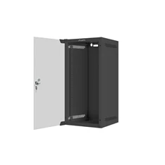 Lanberg WF10-2312-10B 10" 12U SZÉL:280mm MÉLY:310mm MAG:603mm lapraszerelt üvegajtós fekete fali rack szekrény