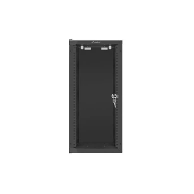 Lanberg WF10-2312-10B 10" 12U SZÉL:280mm MÉLY:310mm MAG:603mm lapraszerelt üvegajtós fekete fali rack szekrény