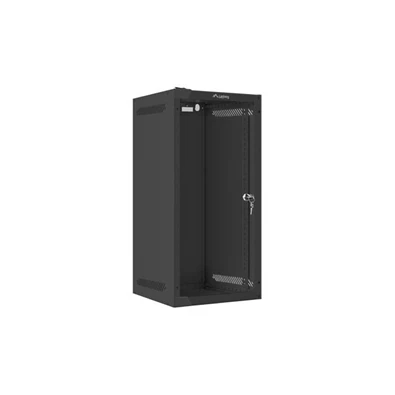 Lanberg WF10-2312-10B 10" 12U SZÉL:280mm MÉLY:310mm MAG:603mm lapraszerelt üvegajtós fekete fali rack szekrény