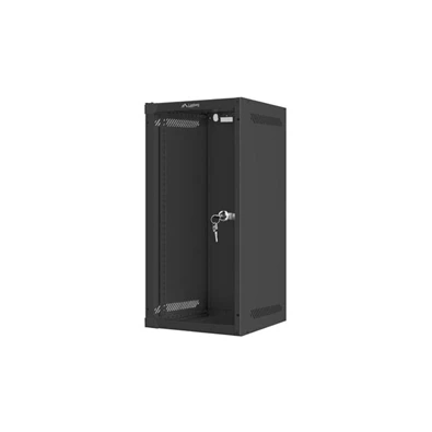 Lanberg WF10-2312-10B 10" 12U SZÉL:280mm MÉLY:310mm MAG:603mm lapraszerelt üvegajtós fekete fali rack szekrény