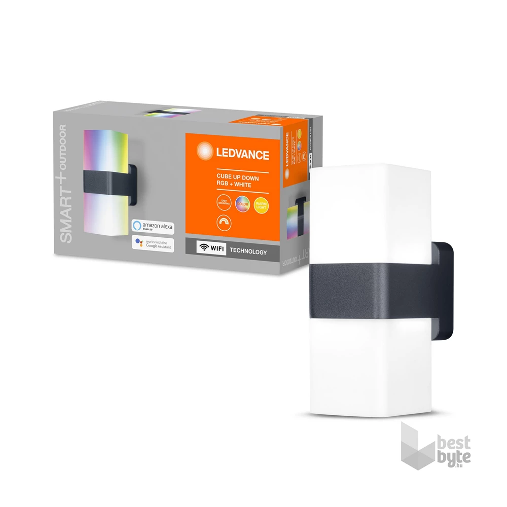 Ledvance Smart+ WiFi Wall Cube falra szerelhető okos lámpa sötét szürke, színváltós okos,  vezérelhető  lámpatest