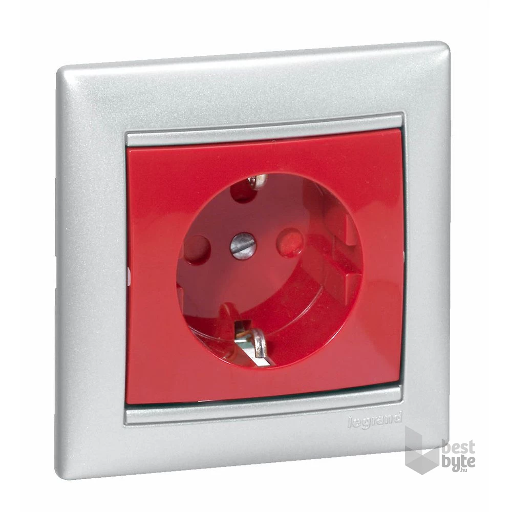 Legrand 774327 Valena reteszelt piros betéttárcsával 2P+F csatlakozóaljzat