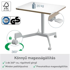 Leitz Ergo kisméretű fehér ülő-álló asztal