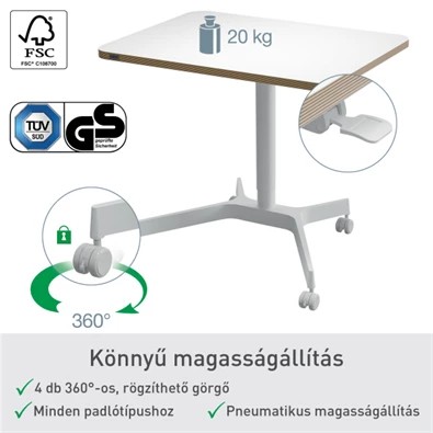 Leitz Ergo kisméretű fehér ülő-álló asztal