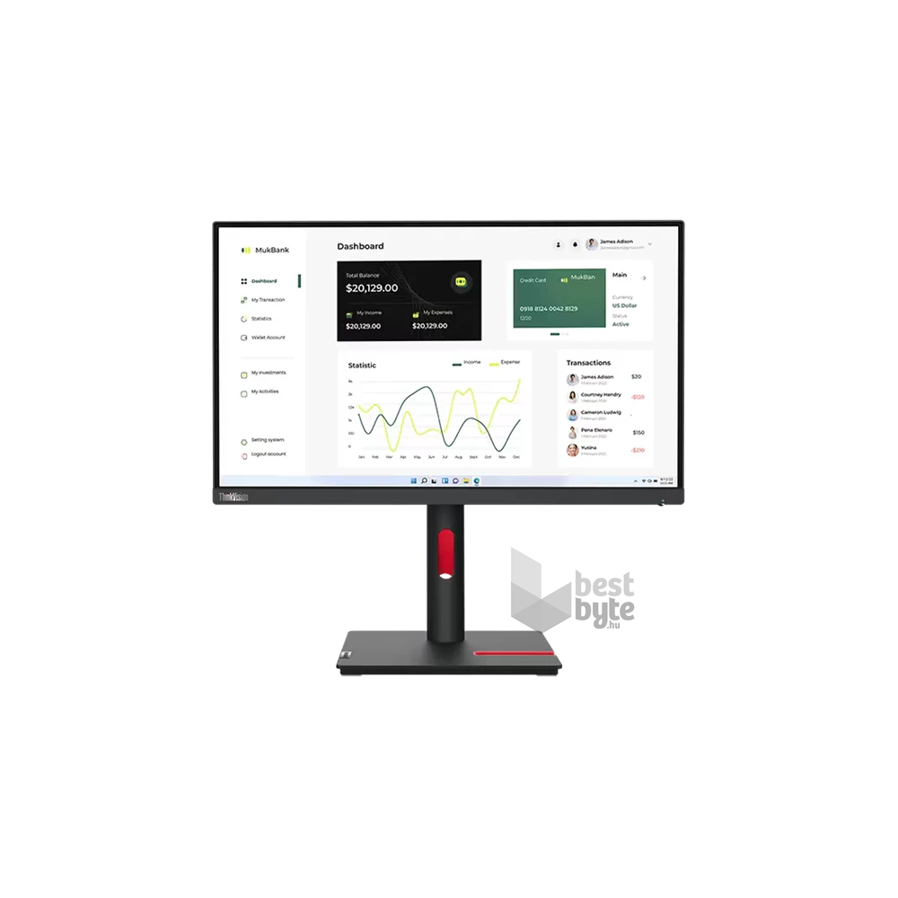 Lenovo 23" ThinkVision T23I-30 FHD IPS HDMI/DP/VGA/USB WLED monitor