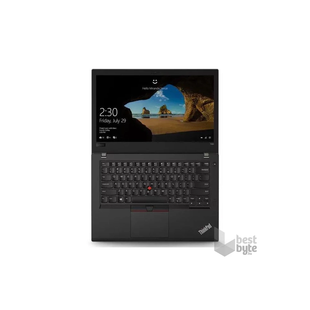 Lenovo ThinkPad T480 laptop (14,1"FHD Touch/i5-8250U/Int.VGA/16GB/256GB/Win11 Pro COA/Használt A+,felújított) fekete