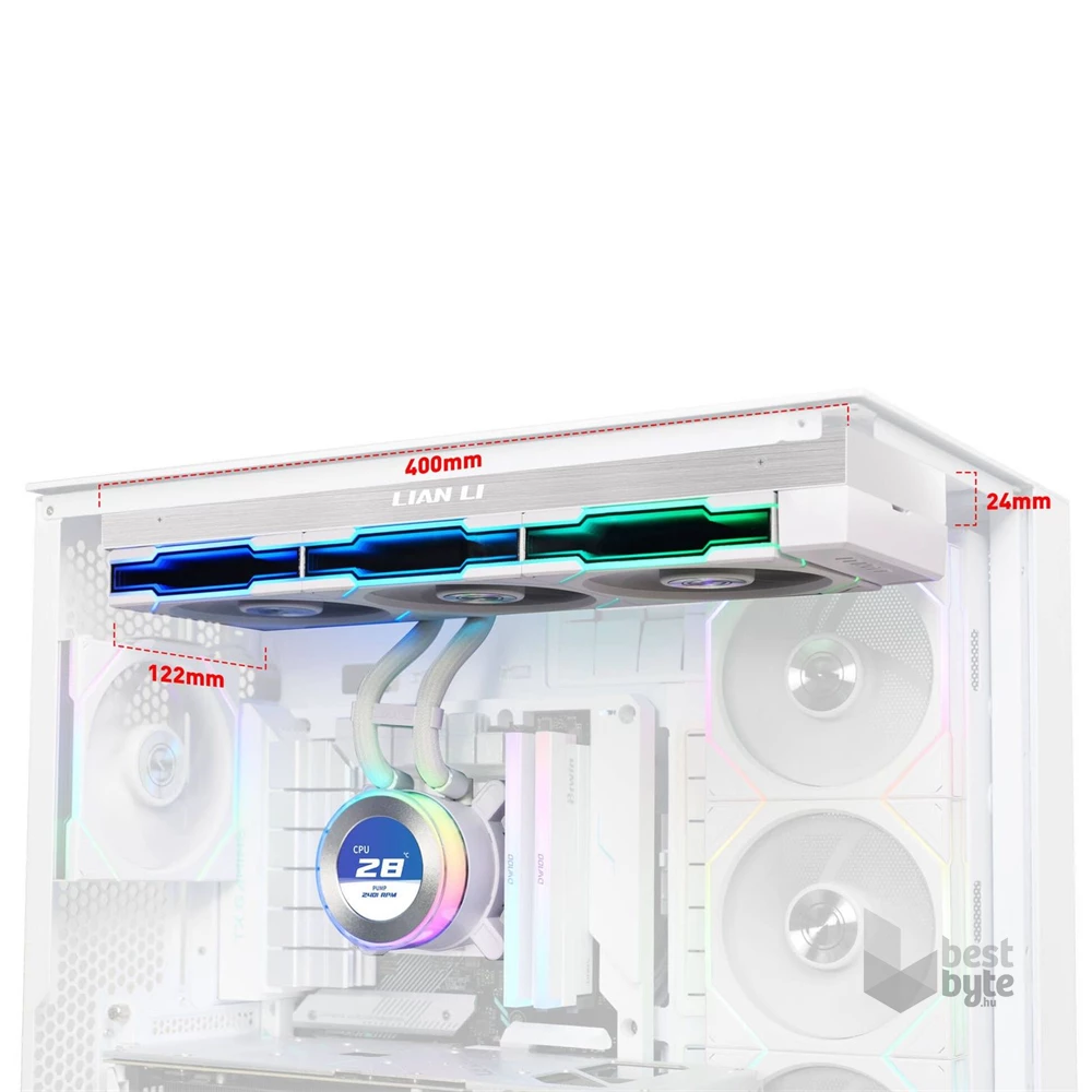 Lian Li HYDROSHIFT II LCD-C 360TL 3x120mm ARGB fehér vízhűtéses processzor hűtő