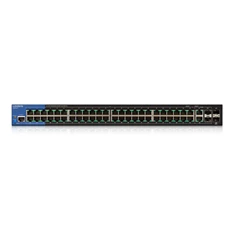 Linksys SMB LGS552P 48port POE+ GbE LAN 2port GbE combo RJ45/SFP és 2port 10GbE SFP+ L2 menedzselhető Switch