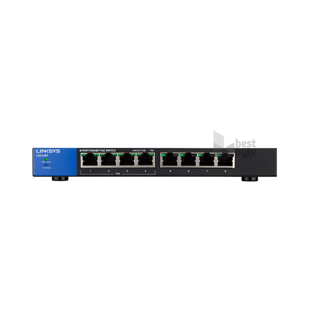 Linksys SMB LGS108P 8port GbE LAN 4x POE+ port nem menedzselhető asztali Switch