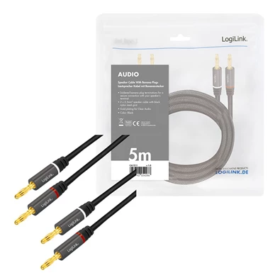 Logilink CA1211 Audio kábel, 2x2 Banán csatlakozó, fém, 5 m