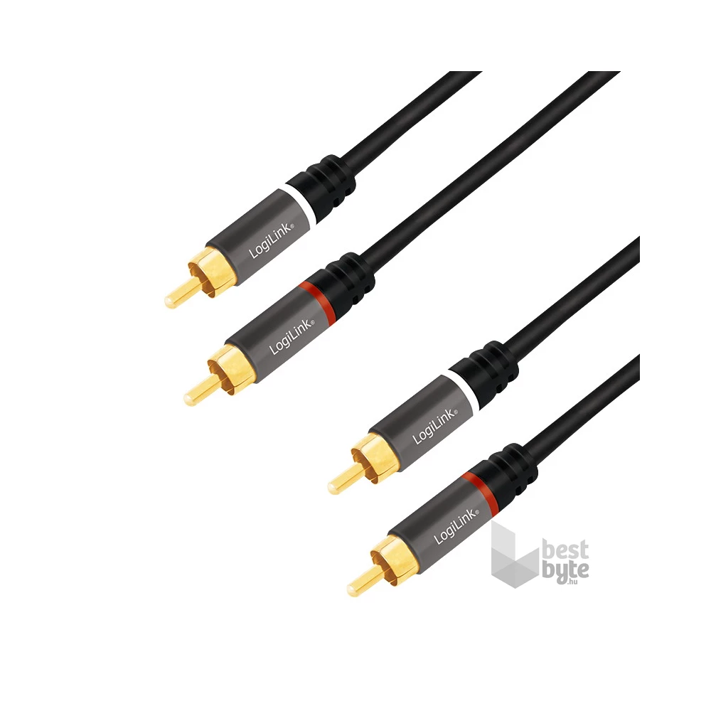 Logilink CA1209 Audiokábel, 2x RCA/M - 2x RCA/M, fém, 10 m
