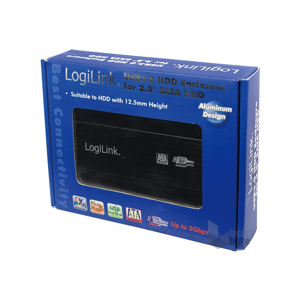 LogiLink UA0106 Szuper sebességű USB 3.0-ás alumínum HDD ház 2.5”-os SATA HDD-hez
