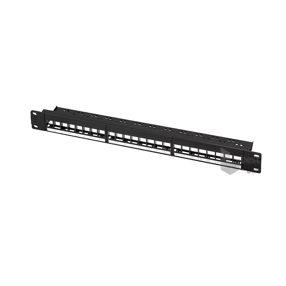 Logilink NK4065 19" patch panel 24 Keystone jack csatlakozóhoz, 1U, terheletlen, fekete