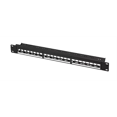 Logilink NK4065 19" patch panel 24 Keystone jack csatlakozóhoz, 1U, terheletlen, fekete