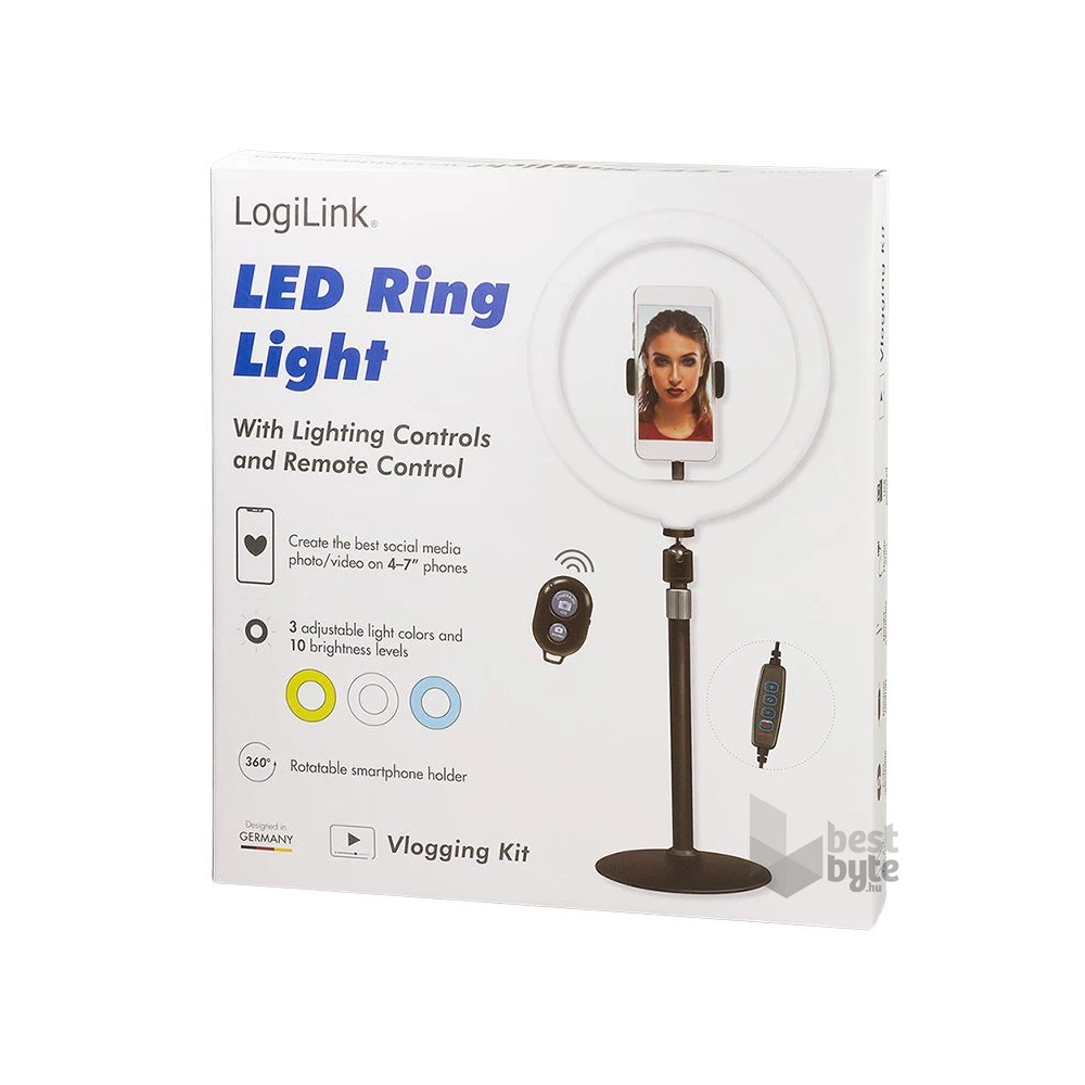 Logilink AA0152 25cm fekete LED körlámpa okostelefonhoz