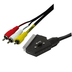 Logilink CA1029 Audio/Videó kábel, Scart/M - 3x RCA/M, fekete, 2 m