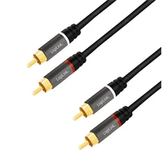 Logilink CA1203 Audiokábel, 2x RCA/M - 2x RCA/M, fém, 1,5 m