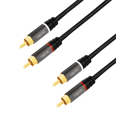 Logilink CA1203 Audiokábel, 2x RCA/M - 2x RCA/M, fém, 1,5 m