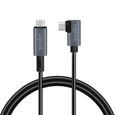Logilink CU0184 USB 2.0 Type-C kábel, C/M 90 fok - USB-C/M, E-jel, PD, fekete, 3 m