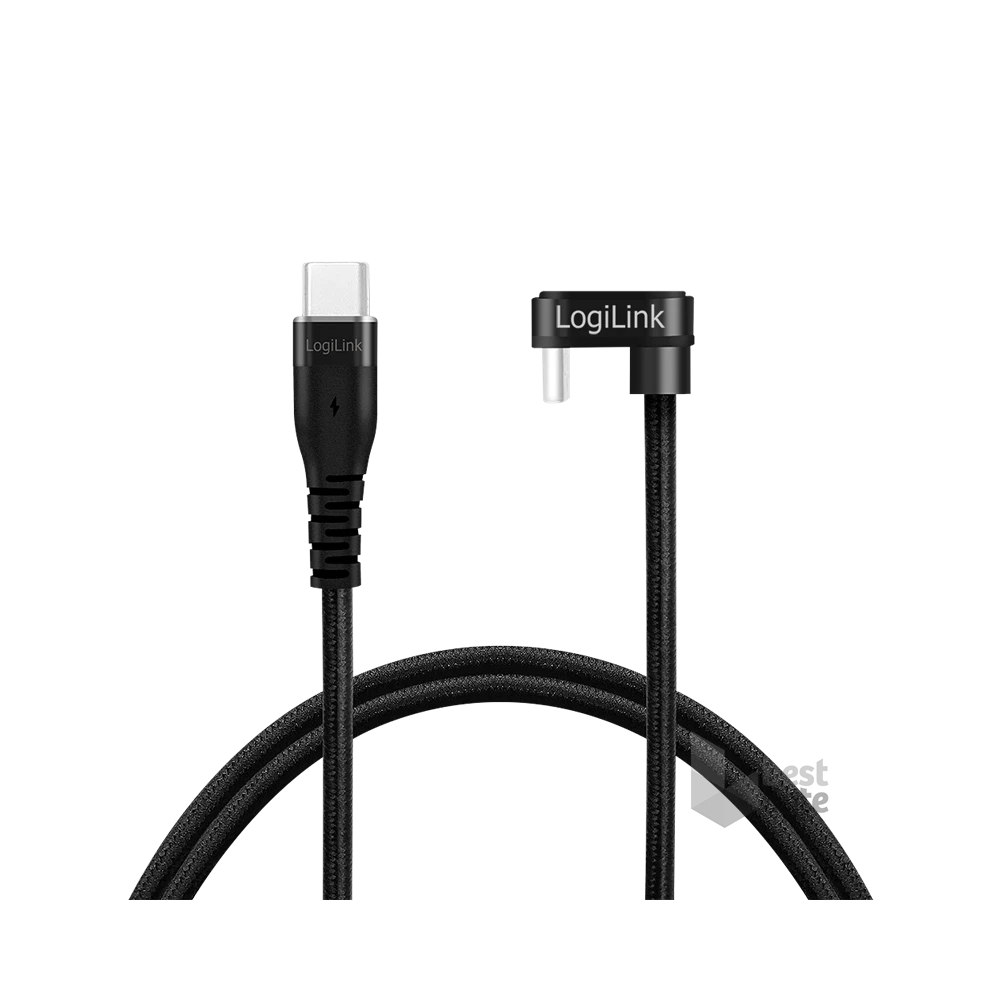 Logilink CU0190 USB 2.0 Type-C kábel, C/M 180 fok - USB-C/M, alu, fekete, 1 m