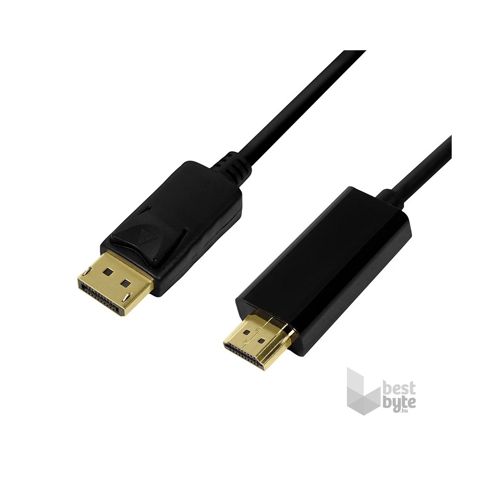 Logilink CV0127 DisplayPort kábel, DP/M-HDMI-A/M, 4K/30 Hz, fekete, 2 m