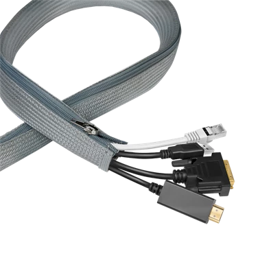 Logilink KAB0072 Kábelhüvely cipzárral, poliészter, O 30 mm, szürke, 2 m