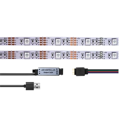 Logilink LED007 RGB LED szalagvilágítás, USB tápellátással, távirányítóval, 6W, 3m