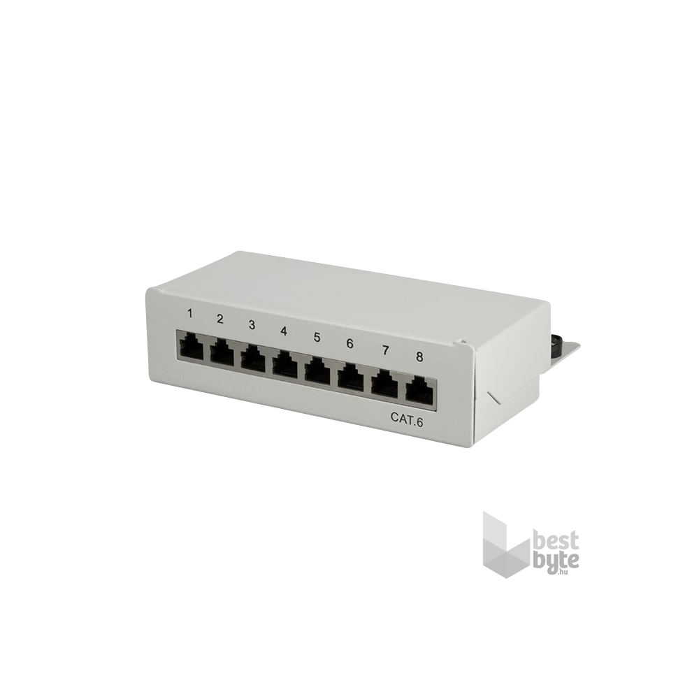 Logilink NP0016A Cat.6 Patch Panel 8 portos árnyékolt, asztali, világosszürke