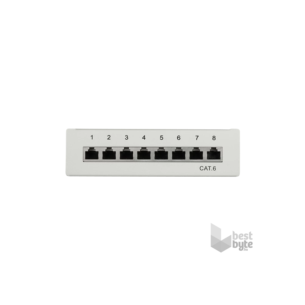 Logilink NP0016A Cat.6 Patch Panel 8 portos árnyékolt, asztali, világosszürke