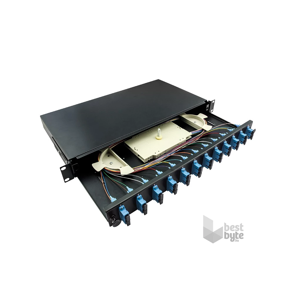 Logilink F12SD2B Optikai kábel elosztó, 19" (ODF) SC-DX 12 P