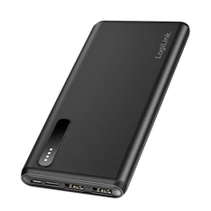 Logilink PA0311 Power bank 8000 mAh, 2x USB-A, 2 az 1-ben kábel, fekete