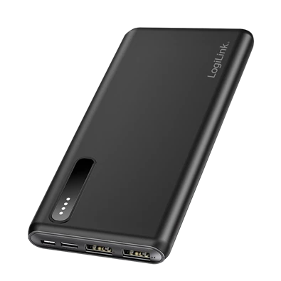 Logilink PA0311 Power bank 8000 mAh, 2x USB-A, 2 az 1-ben kábel, fekete