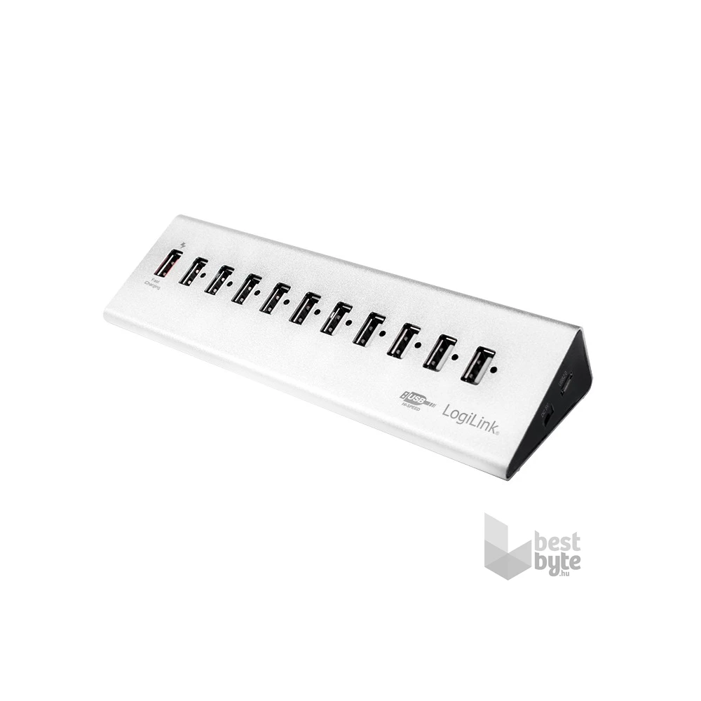 Logilink UA0226 USB 2.0 HUB 10+1-port, alumínium, tápegységgel együtt