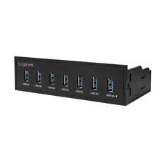 Logilink UA0342 USB 3.0 hub 5,25", 7 portos, belső, gyorstöltő porttal, fekete