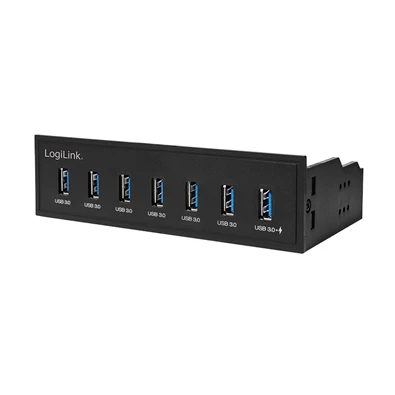 Logilink UA0342 USB 3.0 hub 5,25", 7 portos, belső, gyorstöltő porttal, fekete