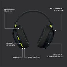 Logitech G435 Lightspeed Dolby Atmos 7.1 Surround Wireless fekete vezeték nélküli gamer headset