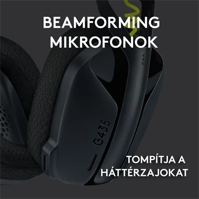 Logitech G435 Lightspeed Dolby Atmos 7.1 Surround Wireless fekete vezeték nélküli gamer headset