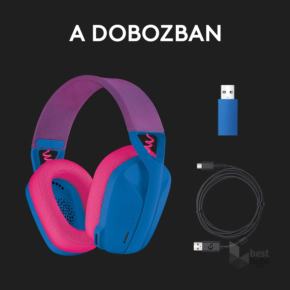 Logitech G435 Lightspeed Dolby Atmos 7.1 Surround Wireless kék vezeték nélküli gamer headset