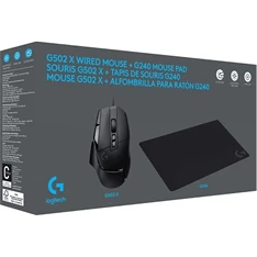 Logitech G502 X USB fekete gamer egér + Logitech egérpad