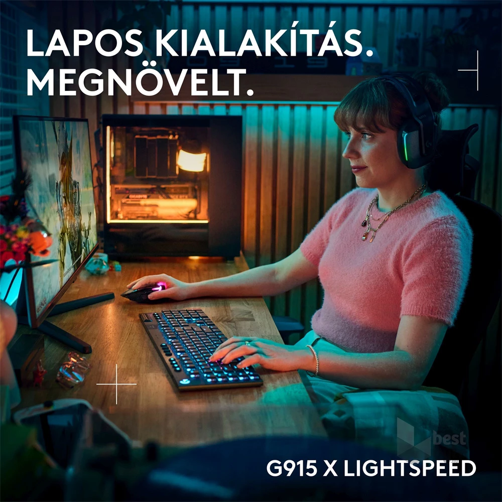 Logitech G915 X LIGHTSPEED US vezeték nélküli fekete billentyűzet