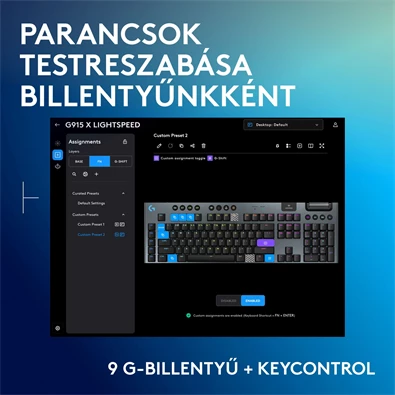 Logitech G915 X LIGHTSPEED US vezeték nélküli fekete billentyűzet